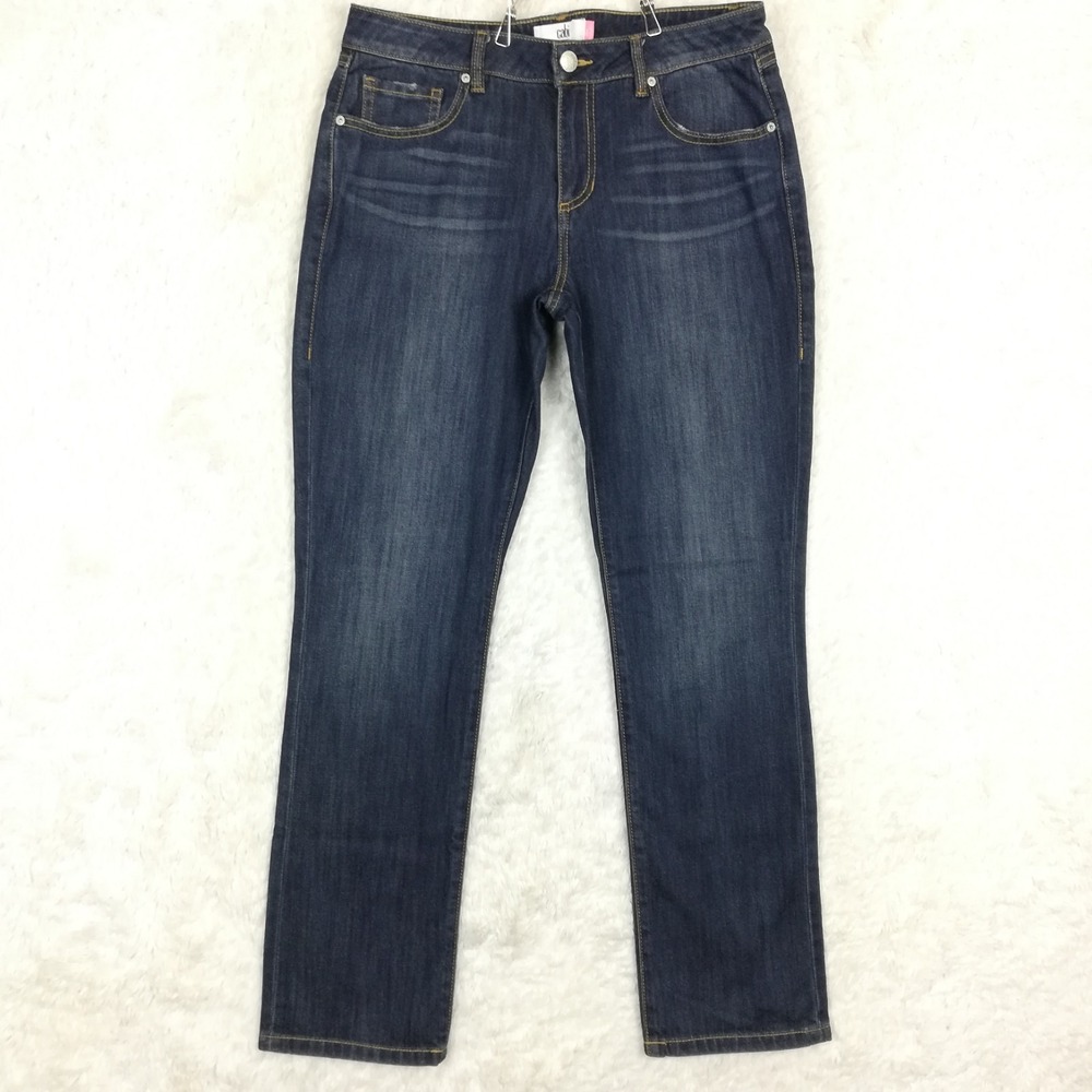 Cabi Womens Jeans The Straight Leg Blue Denim Dark Wash Mid Rise Whiskering 10